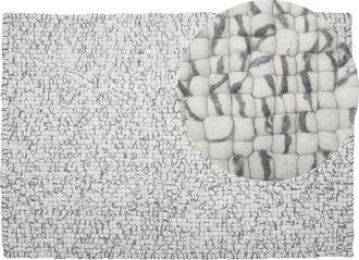 Beliani Beliani - Alfombra Gris Claro 160 X 230 Cm Bolas De Fieltro De Lana Tejida A Mano Amdo