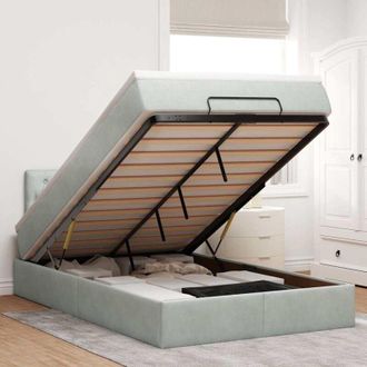 vidaXL Vidaxl - Estructura Cama Otomana Colch&oacute;n Terciopelo Gris Claro 120x200cm