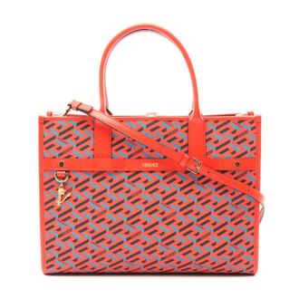 Versace PVC Coated Canvas Leather Tote Bag