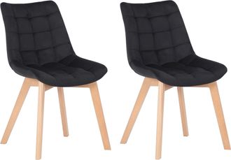 Clp Clp - Set De 2 Sillas De Comedor Passaic En Terciopelo Negro