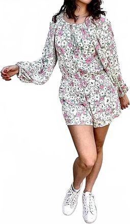 Chaser Daisy Floral Romper In White/pink