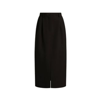 Dolce & Gabbana Gonna midi in cr&ecirc;pe di lana doppio - - Skirts - Donna - Nero - M