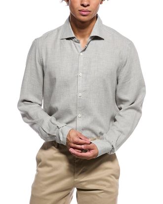 Isaia Mix Cashmere-Blend Sport Shirt