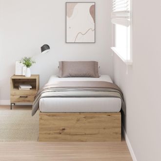 Berkfield Home Storage Bed Frame Artisan Oak 100x200 cm in Brown