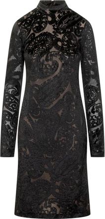 Etro Paisley Pattern Velvet Dress - Dames - Casual kleedjes - Zwart - M - Kleedjes