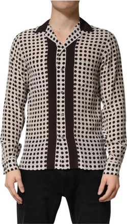 Dolce & Gabbana Polka Dot Zijde Casual Shirt - Heren - Casual Overhemden - Zwart - XL - Overhemden