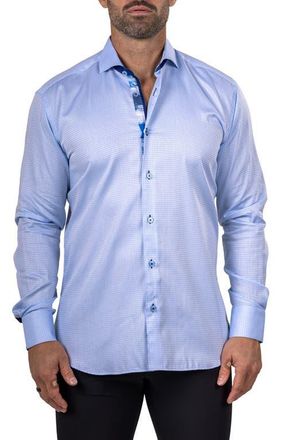 Maceoo Eins Marthy Contemporary Fit Cotton Button-Up Shirt in Blue at Nordstrom, Size 4