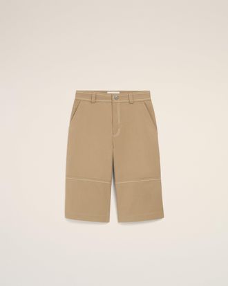 Ami Beige Cotton Worker Bermuda Shorts Beige - XL - for Men