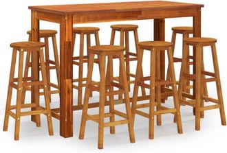 vidaXL Juego Muebles De Bar Para Jard&iacute;n 9 Pzas Madera Maciza De Acacia Vidaxl