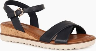 Tamaris Tamaris Womens Carnation Womens Low Wedge Sandals - Black - Size: 6