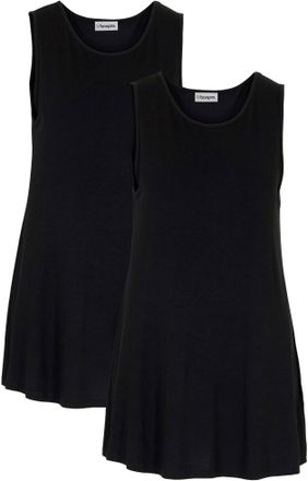 Bonprix Shirttop BONPRIX, Damen, Gr. 56/58 (XXXL), schwarz, Jersey, Obermaterial: 95% Viskose, 5% Elasthan, unifarben, A-Linie Po-bedeckend, Rundhals, Tops Sh