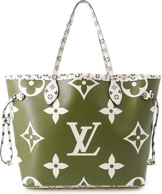 Louis Vuitton Beige Khaki Monogram White Monogram Handbag Pouch Tote Bag (Pre-Owned)
