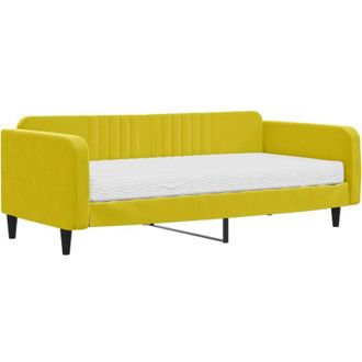 vidaXL Vidaxl - Sof&aacute; Cama Con Colch&oacute;n Terciopelo Amarillo 100x200 Cm