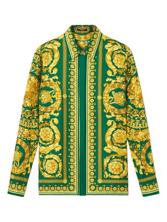 Versace barocco-print silk shirt - Green