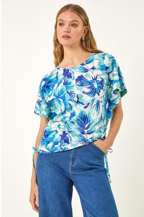 Roman Abstract Ruched Side Stretch Top