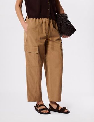 Whistles Utility Cotton Barrel Trouser in Neutral at Nordstrom, Size 12
