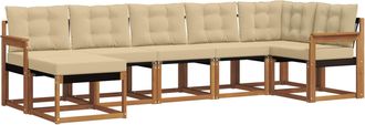 vidaXL Conjunto De Sof&aacute;s De Exterior 7 Uds. Natural Y Beige Vidaxl