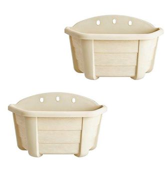OEM Macetas De Pl&aacute;stico Para Colgar En La Pared - 22 Cm - Estilo Vintage - Aptas Para Balcones, Vallas Y Jardines - Rojo Ladrillo - Juego De 2