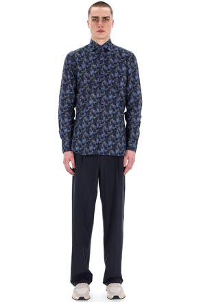 Barba Floral Print Linen Tailored Shirt Line Dandylife