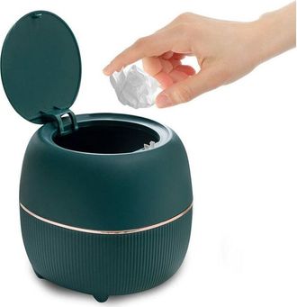 OEM Mini Papelera Redonda De Oficina Con Tapa, De Pl&aacute;stico, Para El Hogar, La Cocina, El Ba&ntilde;o Y La Oficina (verde), Una Pieza