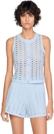 Sandro Beaded crochet cardigan in Sky Blue at Nordstrom, Size X-Large