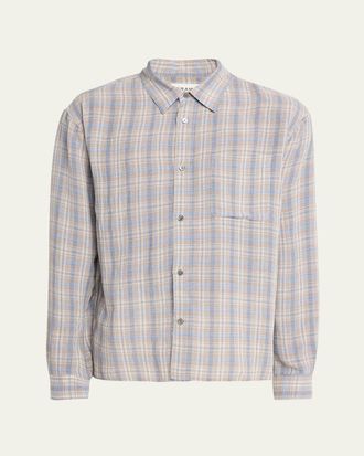 Frame Denim Mens Relaxed Fit Plaid Button-Down Shirt