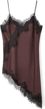Mango Lace Asymmetric Camisole Dress in Burgundy at Nordstrom, Size Medium