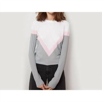 Autumn Cashmere Mesh Color Block Yoke Sweater In Dove