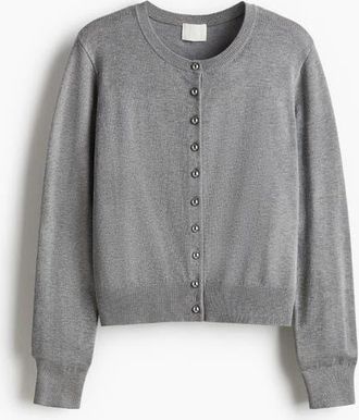 H&M Knitted Cardigan in Gray Melange at Nordstrom, Size Xx-Large