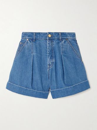 Zimmermann Shorts In Denim Con Pinces - Blu