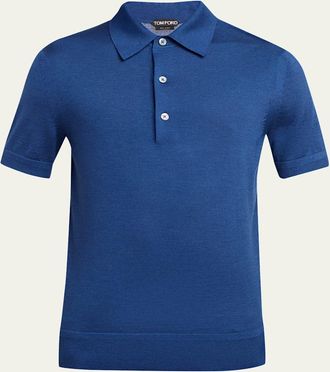 Tom Ford Mens Fine-Gauge Cashmere-Blend Polo Shirt