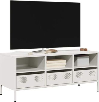 vidaXL Mobile tv Bianco 101,5x39x43,5 cm in Acciaio Laminato a Freddo - Vidaxl