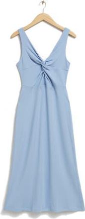 & Other Stories Twisted Front Sleeveless Ribbed Midi Dress in Blue at Nordstrom Rack, Size Medium