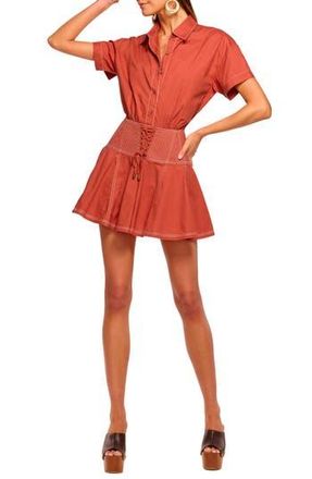 Ramy Brook Georgia Topstitch Detail Cotton Minidress in Amber at Nordstrom Rack, Size Medium