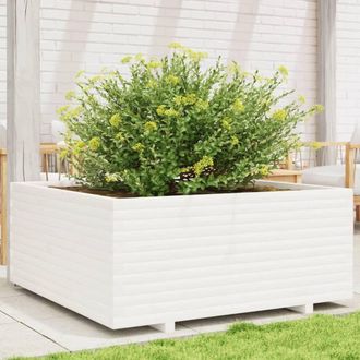 Berkfield Home Garden Planter White 110x110x49.5 cm Solid Wood Pine