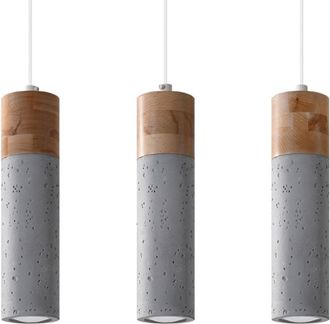 Sollux Lighting Lámpara de techo madera gris y natural concreto, madera alt. 120 cm