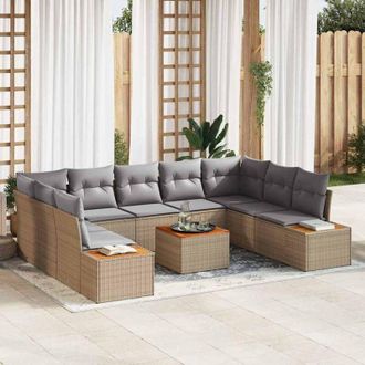 vidaXL Vidaxl - Conjunto De Sof&aacute; De Jard&iacute;n Con Coj&iacute;n 10 Pcs Beige Polirat&aacute;n