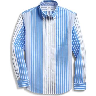 Brooks Brothers Friday Regular Fit Stripe Cotton Poplin Button-Down Shirt in Funstripe at Nordstrom, Size Xx-Large