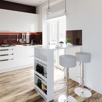 Vicco Tavolo Bar Alto, Bianco, 57 X 117 Cm Con 2 Sgabelli Da Bar, Vicco