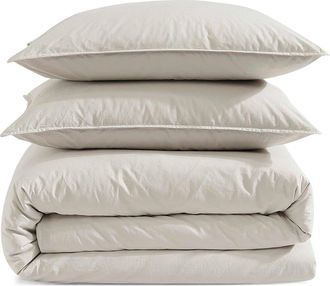 Calvin Klein Washed Percale Duvet & Shams Set in Beige/Tan at Nordstrom, Size Queen