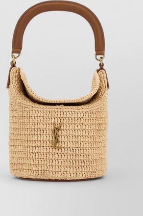 Saint Laurent gaby raffia bucket bag top handle