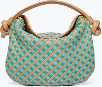 Freda Salvador Elis Leather Handbag In Cognac Multi Woven Calf