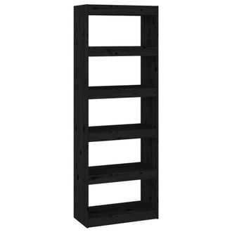 Berkfield Home Book Cabinet/Room Divider Black 60x30x167.5 cm Solid Wood Pine
