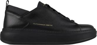 Alexander Smith Wembley Uomo in zacht zwart leer en zwarte zool - Heren - Sneakers - Zwart - 44 EU - Leer - Schoenen