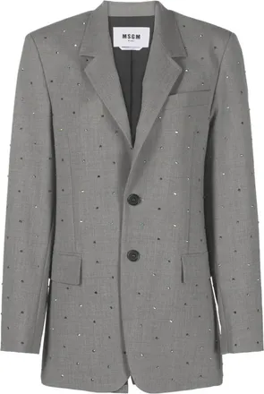 Msgm 96 Giacca C/strass - Dames - Blazers - Grijs - L - Wol - Jassen