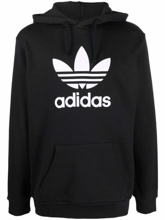 adidas logo print hoodie - men - Cotton - M - Black