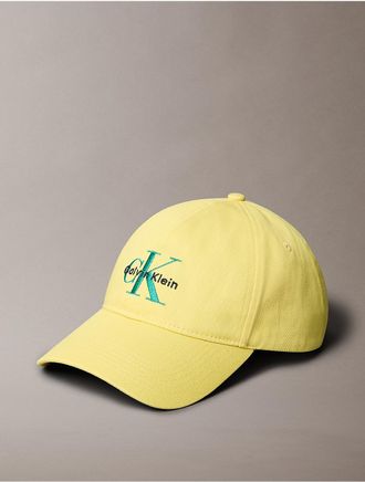 Calvin Klein Mens Embroidered Monologo Baseball Cap - Yellow