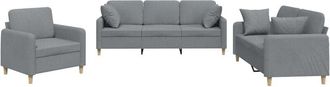 vidaXL Vidaxl - Juego De Sof&aacute;s Con Cojines 3 Piezas Tela Gris Claro
