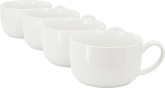 Gibson Home Great Essentials 4 Piece 32.5 Ounce Fine Ceramic Large Latte Mug Set in White at Nordstrom