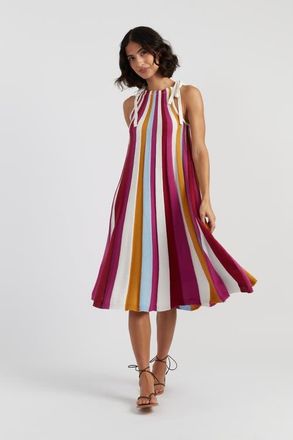Chinti and Parker Cotton Rainbow Swing Dress in Red at Nordstrom, Size X-Small